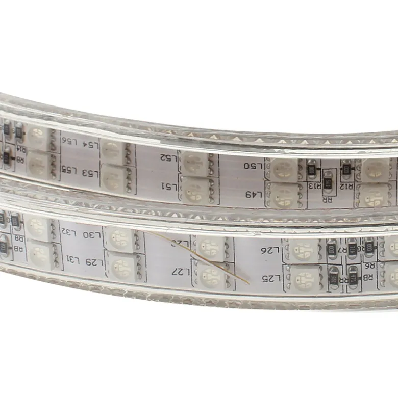 Tira LED 220V SMD5050, 120Led/m, 14,4W/m, RGB, 2 filas, 1 metro