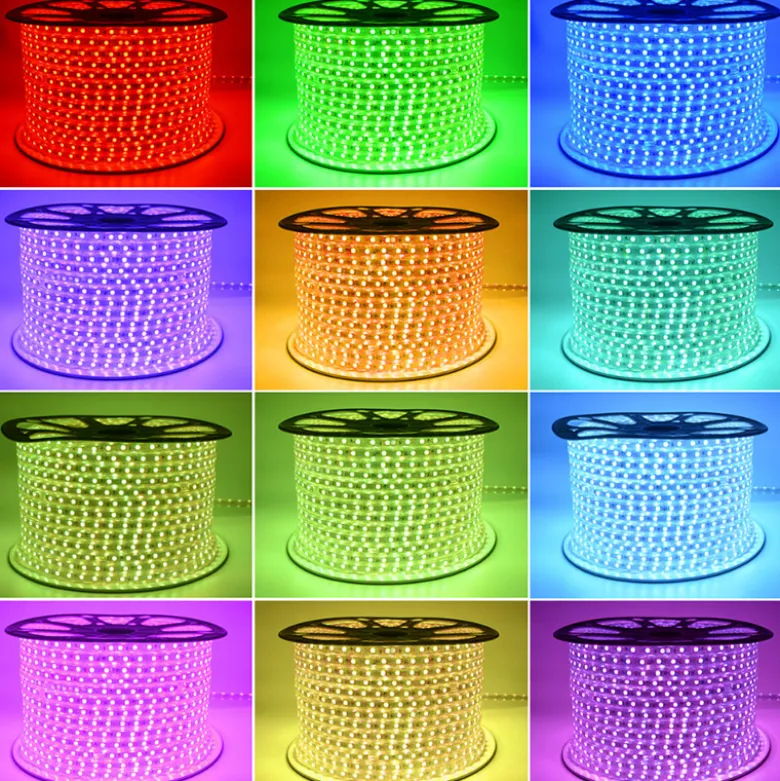 Tira LED 220V SMD5050, 120Led/m, 14,4W/m, RGB, 2 filas, 1 metro