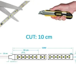 Tira LED 220V SMD2835, 120Led/m, 8W/m, Triac regulable, corte 10cm, 1 metro