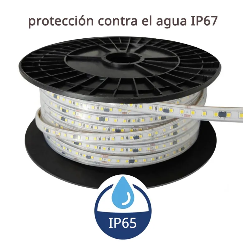 Tira LED 220V SMD2835, 120Led/m, 8W/m, Triac regulable, corte 10cm, 1 metro