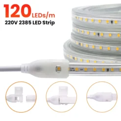 Tira LED 220V SMD2835, 120Led/m, 8W/m, Triac regulable, corte 10cm, carrete 50 metros