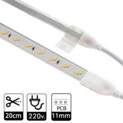Tira LED 220V SMD2835, 180Led/m, 10W/m, Triac regulable, corte 20cm, 1 metro