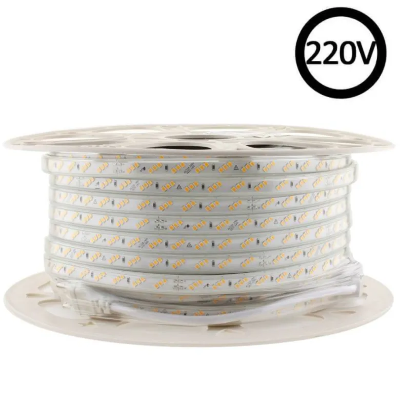 Tira LED 220V SMD2835, 180Led/m, 10W/m, Triac regulable, corte 20cm, carrete 50 metros