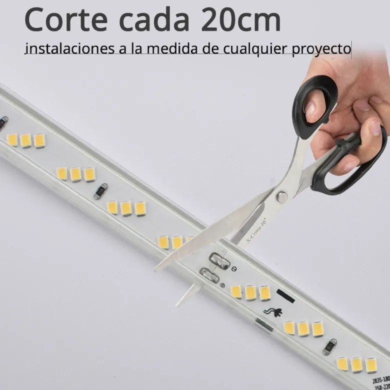 Tira LED 220V SMD2835, 180Led/m, 10W/m, Triac regulable, corte 20cm, carrete 50 metros