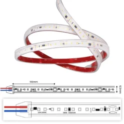 Tira LED 220V Super Slim SMD2835, 120Led/m, 8W/m, Triac regulable, corte 10cm, carrete 50 metros, Silicona