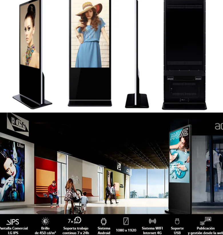 Tótem Cartel Publicitario Interactivo Táctil LCD Full HD LG 55