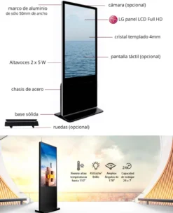 Tótem Cartel Publicitario Interactivo Táctil LCD Full HD LG 55