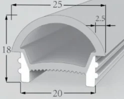 Tubo de silicona NEON Flex empotrable, 20x24mm, 1 metro