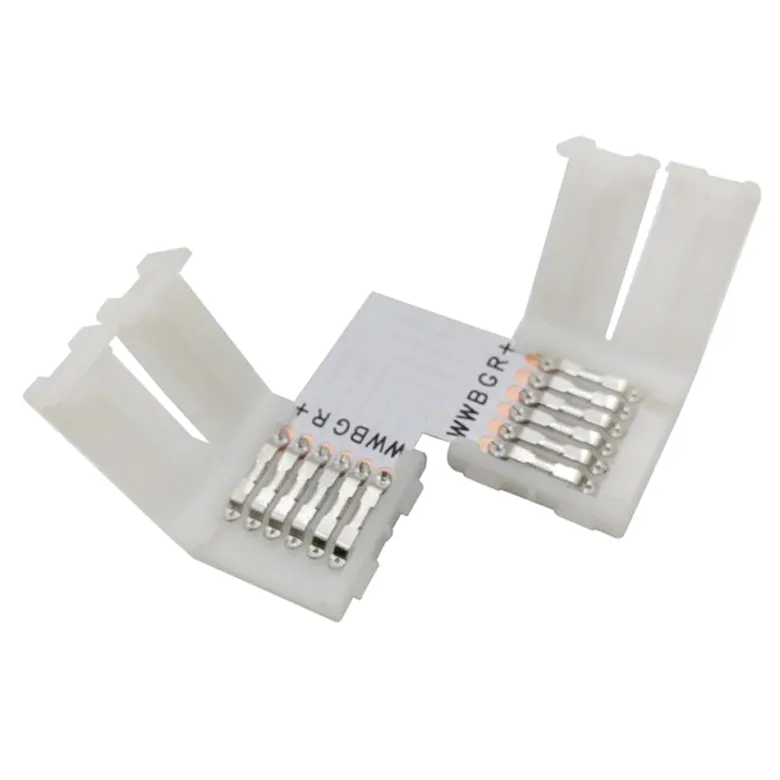 Unión / conector L rígido Pin Click para tiras LED RGB+CCT 6 pin