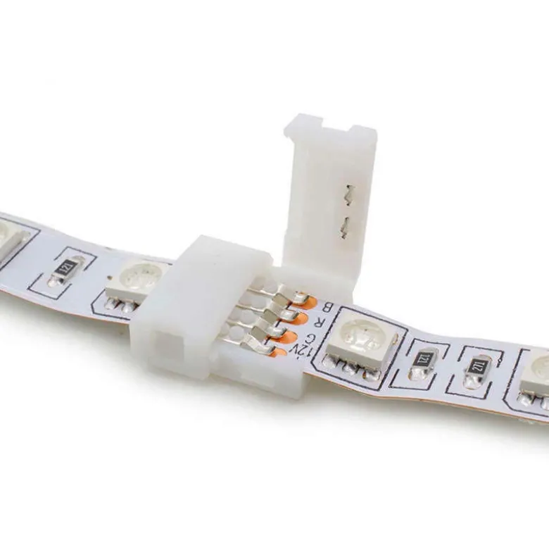 Unión / conector rígido Pin Click para tiras LED RGB 4 pin
